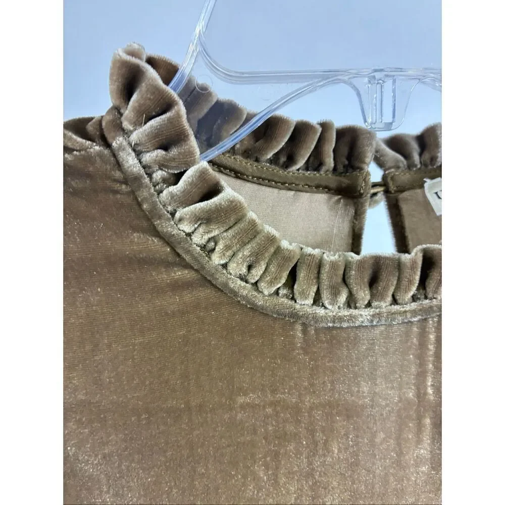 Ulla Johnson Gilles Velvet Puff Long Sleeve Blouse in Brown Size 2